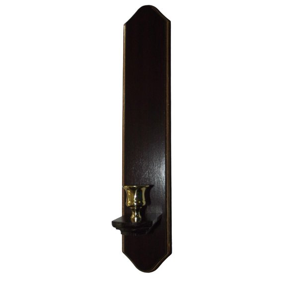 Home Interior 17" Sconce cherry gold wood candle votive holder wall Homco - Picture 1 of 12